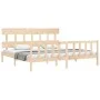 Bed frame with solid wood headboard 200x200 cm by vidaXL, Beds and slatted bases - Ref: Foro24-3193356, Price: 141,67 €, Disc...