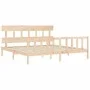 Bed frame with solid wood headboard 200x200 cm by vidaXL, Beds and slatted bases - Ref: Foro24-3193356, Price: 141,67 €, Disc...