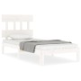 Weißer Massivholzbettrahmen mit Kopfteil 90x200 cm von vidaXL, Betten und Lattenroste - Ref: Foro24-3193582, Preis: 107,07 €,...
