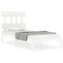 White solid wood bed frame with headboard 90x200 cm by vidaXL, Beds and slatted bases - Ref: Foro24-3193582, Price: 105,74 €,...