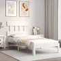 White solid wood bed frame with headboard 90x200 cm by vidaXL, Beds and slatted bases - Ref: Foro24-3193582, Price: 105,74 €,...