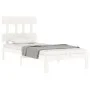 White solid wood bed frame with headboard 90x200 cm by vidaXL, Beds and slatted bases - Ref: Foro24-3193582, Price: 105,74 €,...