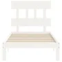 White solid wood bed frame with headboard 90x200 cm by vidaXL, Beds and slatted bases - Ref: Foro24-3193582, Price: 105,74 €,...