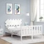 Double bed frame with white solid wood headboard by vidaXL, Beds and slatted bases - Ref: Foro24-3193437, Price: 124,99 €, Di...