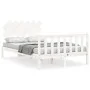 Double bed frame with white solid wood headboard by vidaXL, Beds and slatted bases - Ref: Foro24-3193437, Price: 124,99 €, Di...