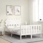 Double bed frame with white solid wood headboard by vidaXL, Beds and slatted bases - Ref: Foro24-3193437, Price: 124,99 €, Di...