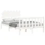 Double bed frame with white solid wood headboard by vidaXL, Beds and slatted bases - Ref: Foro24-3193437, Price: 124,99 €, Di...