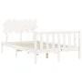 Doppelbettgestell mit weißem Massivholz-Kopfteil von vidaXL, Betten und Lattenroste - Ref: Foro24-3193437, Preis: 124,99 €, R...