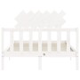Double bed frame with white solid wood headboard by vidaXL, Beds and slatted bases - Ref: Foro24-3193437, Price: 126,65 €, Di...