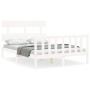White solid wood bed frame with headboard 120x200 cm by vidaXL, Beds and slatted bases - Ref: Foro24-3193267, Price: 121,08 €...