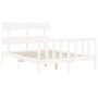 White solid wood bed frame with headboard 120x200 cm by vidaXL, Beds and slatted bases - Ref: Foro24-3193267, Price: 121,08 €...
