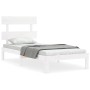 Weißer Massivholzbettrahmen mit Kopfteil 90x200 cm von vidaXL, Betten und Lattenroste - Ref: Foro24-3193517, Preis: 105,48 €,...