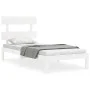 White solid wood bed frame with headboard 90x200 cm by vidaXL, Beds and slatted bases - Ref: Foro24-3193517, Price: 104,16 €,...