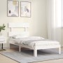 Weißer Massivholzbettrahmen mit Kopfteil 90x200 cm von vidaXL, Betten und Lattenroste - Ref: Foro24-3193517, Preis: 105,48 €,...