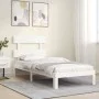 White solid wood bed frame with headboard 90x200 cm by vidaXL, Beds and slatted bases - Ref: Foro24-3193517, Price: 104,16 €,...