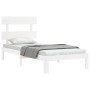 Weißer Massivholzbettrahmen mit Kopfteil 90x200 cm von vidaXL, Betten und Lattenroste - Ref: Foro24-3193517, Preis: 105,48 €,...