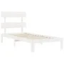 White solid wood bed frame with headboard 90x200 cm by vidaXL, Beds and slatted bases - Ref: Foro24-3193517, Price: 104,16 €,...