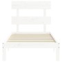 Weißer Massivholzbettrahmen mit Kopfteil 90x200 cm von vidaXL, Betten und Lattenroste - Ref: Foro24-3193517, Preis: 105,48 €,...