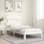 White solid wood bed frame with headboard 100x200 cm by vidaXL, Beds and slatted bases - Ref: Foro24-3193522, Price: 116,47 €...