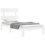 Weißer Massivholzbettrahmen mit Kopfteil 100x200 cm von vidaXL, Betten und Lattenroste - Ref: Foro24-3193522, Preis: 117,99 €...