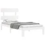 White solid wood bed frame with headboard 100x200 cm by vidaXL, Beds and slatted bases - Ref: Foro24-3193522, Price: 116,47 €...
