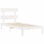 Weißer Massivholzbettrahmen mit Kopfteil 100x200 cm von vidaXL, Betten und Lattenroste - Ref: Foro24-3193522, Preis: 117,99 €...