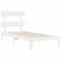 White solid wood bed frame with headboard 100x200 cm by vidaXL, Beds and slatted bases - Ref: Foro24-3193522, Price: 116,47 €...