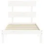 White solid wood bed frame with headboard 100x200 cm by vidaXL, Beds and slatted bases - Ref: Foro24-3193522, Price: 116,47 €...