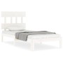 Weißer Massivholzbettrahmen mit Kopfteil 100x200 cm von vidaXL, Betten und Lattenroste - Ref: Foro24-3193587, Preis: 119,58 €...