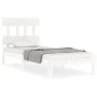 White solid wood bed frame with headboard 100x200 cm by vidaXL, Beds and slatted bases - Ref: Foro24-3193587, Price: 118,05 €...