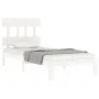 White solid wood bed frame with headboard 100x200 cm by vidaXL, Beds and slatted bases - Ref: Foro24-3193587, Price: 118,05 €...