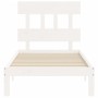 Weißer Massivholzbettrahmen mit Kopfteil 100x200 cm von vidaXL, Betten und Lattenroste - Ref: Foro24-3193587, Preis: 119,58 €...