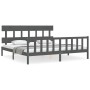 Estructura de cama con cabecero madera maciza gris 200x200cm de vidaXL, Camas y somieres - Ref: Foro24-3193358, Precio: 170,2...