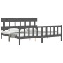 Estructura de cama con cabecero madera maciza gris 200x200cm de vidaXL, Camas y somieres - Ref: Foro24-3193358, Precio: 170,2...