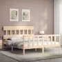 Double bed frame with solid wood headboard by vidaXL, Beds and slatted bases - Ref: Foro24-3193341, Price: 142,24 €, Discount: %