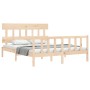 Double bed frame with solid wood headboard by vidaXL, Beds and slatted bases - Ref: Foro24-3193341, Price: 144,33 €, Discount: %
