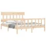 Double bed frame with solid wood headboard by vidaXL, Beds and slatted bases - Ref: Foro24-3193341, Price: 142,24 €, Discount: %