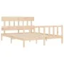 Double bed frame with solid wood headboard by vidaXL, Beds and slatted bases - Ref: Foro24-3193341, Price: 142,24 €, Discount: %