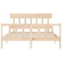 Double bed frame with solid wood headboard by vidaXL, Beds and slatted bases - Ref: Foro24-3193341, Price: 144,33 €, Discount: %