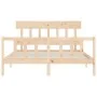 Double bed frame with solid wood headboard by vidaXL, Beds and slatted bases - Ref: Foro24-3193341, Price: 142,24 €, Discount: %