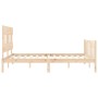 Double bed frame with solid wood headboard by vidaXL, Beds and slatted bases - Ref: Foro24-3193341, Price: 144,33 €, Discount: %