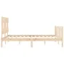 Double bed frame with solid wood headboard by vidaXL, Beds and slatted bases - Ref: Foro24-3193341, Price: 142,24 €, Discount: %