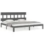 Estructura de cama con cabecero madera maciza gris 200x200 cm de vidaXL, Camas y somieres - Ref: Foro24-3193618, Precio: 171,...