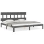 Gray solid wood bed frame with headboard 200x200 cm by vidaXL, Beds and slatted bases - Ref: Foro24-3193618, Price: 173,82 €,...