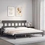 Estructura de cama con cabecero madera maciza gris 200x200 cm de vidaXL, Camas y somieres - Ref: Foro24-3193618, Precio: 171,...