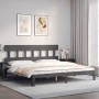 Gray solid wood bed frame with headboard 200x200 cm by vidaXL, Beds and slatted bases - Ref: Foro24-3193618, Price: 173,82 €,...