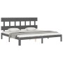 Gray solid wood bed frame with headboard 200x200 cm by vidaXL, Beds and slatted bases - Ref: Foro24-3193618, Price: 173,82 €,...
