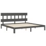 Gray solid wood bed frame with headboard 200x200 cm by vidaXL, Beds and slatted bases - Ref: Foro24-3193618, Price: 173,82 €,...