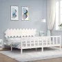White solid wood bed frame with headboard 200x200 cm by vidaXL, Beds and slatted bases - Ref: Foro24-3193487, Price: 157,38 €...
