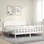 White solid wood bed frame with headboard 200x200 cm by vidaXL, Beds and slatted bases - Ref: Foro24-3193487, Price: 157,38 €...